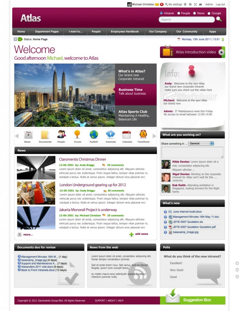 sharepoint home page design