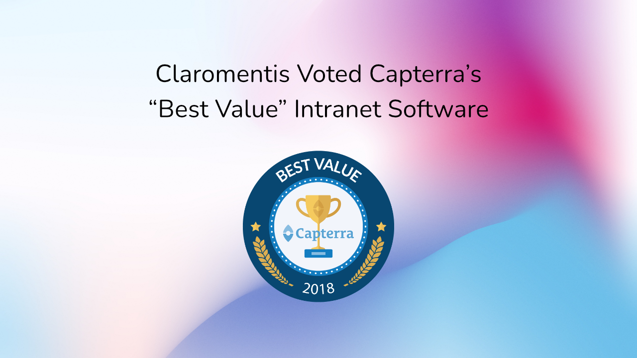 Capterra’s “Best Value” Intranet Software badge awarded to Claromentis