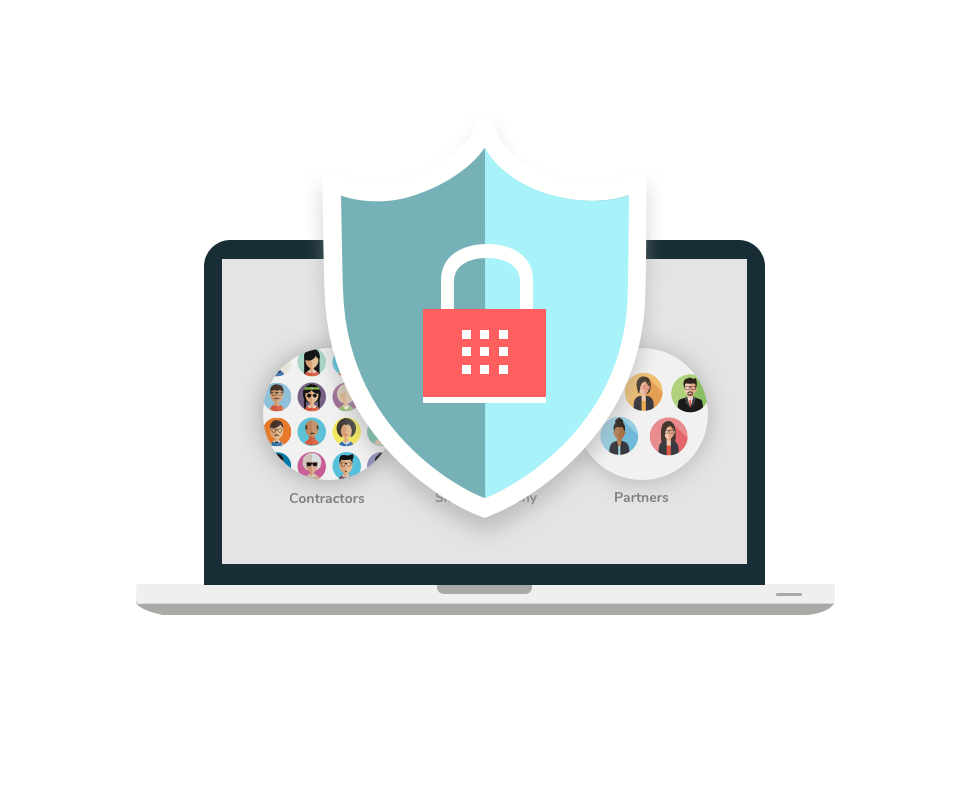extranet people on screen with padlock